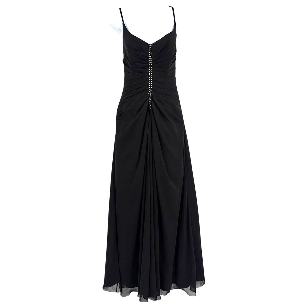 Raylia Designs Black Maxi Dress with Studded Front